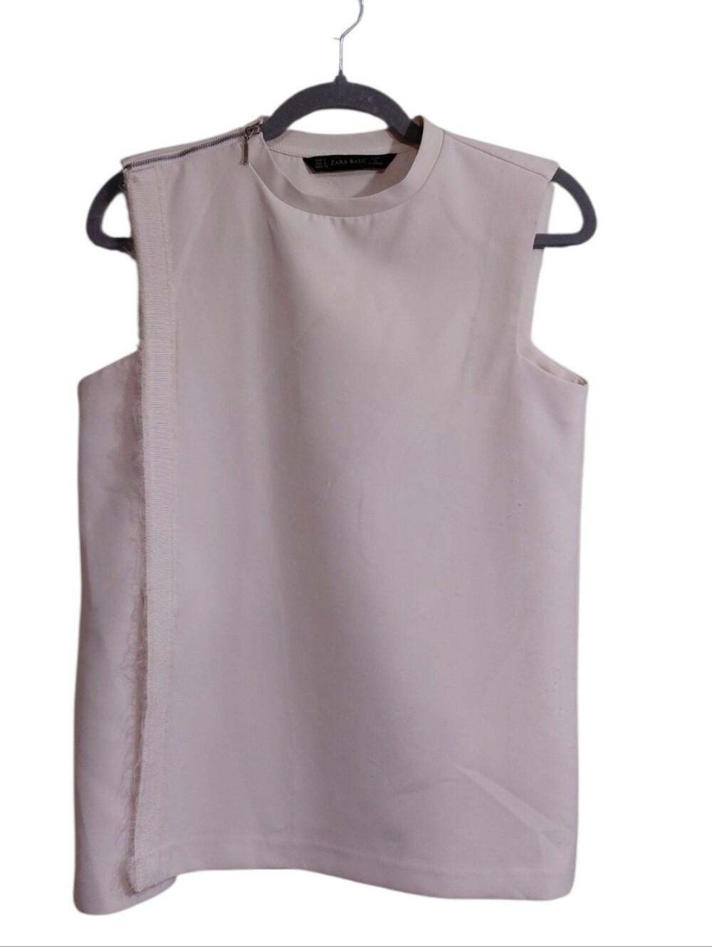 Zara Pale Blush Sleeveless Mock Neck Top